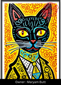 Neon Whiskers (The Suit & Tie Feline) – Exclusive Original Handmade Artwork