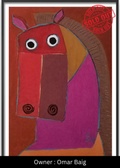Geometric Equine (The Magenta & Terracotta Portrait) – Exclusive Original Handmade Artwork
