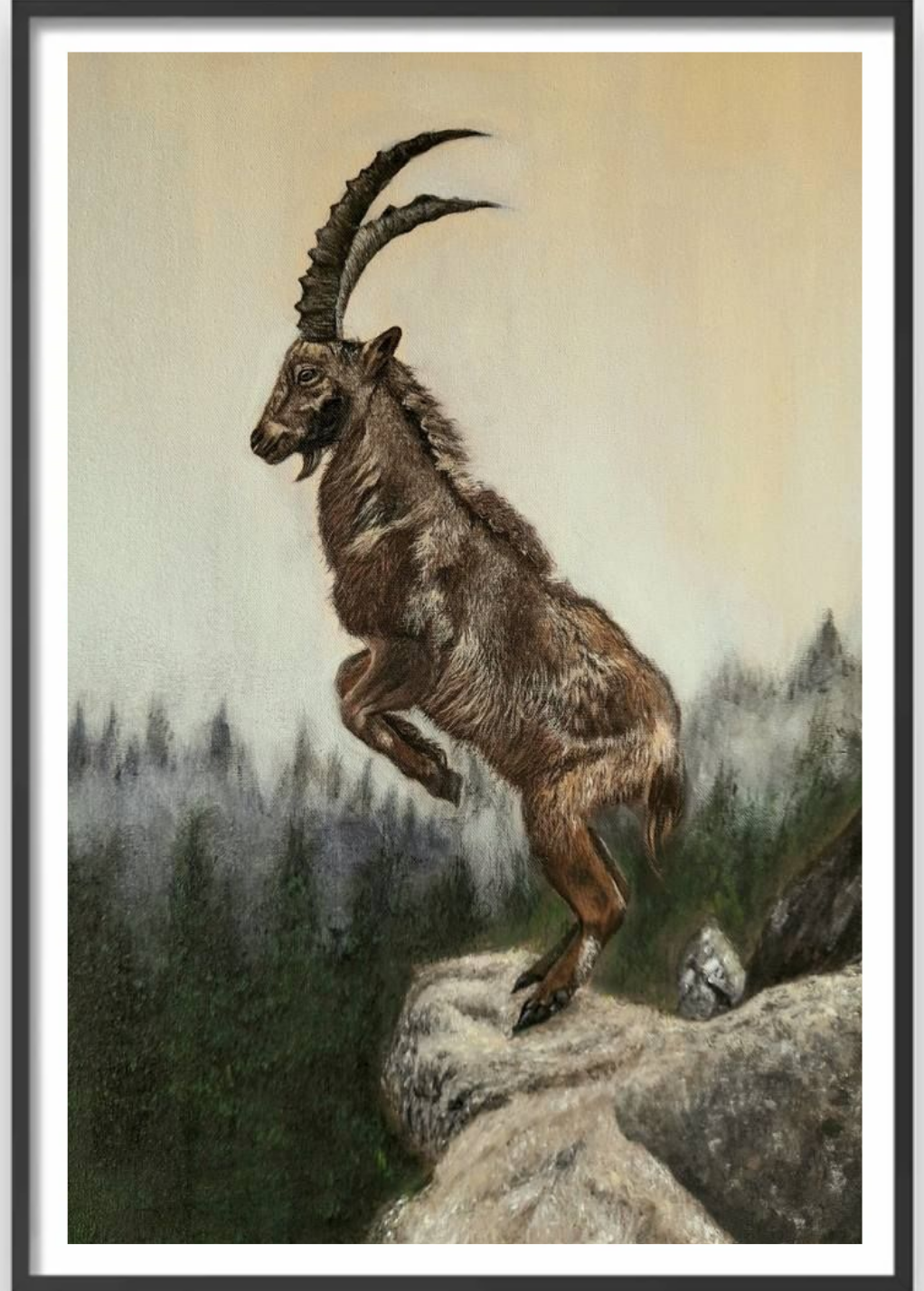 Leap of the Ibex (The Misty Summit) – Exclusive Original Handmade Artwork