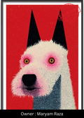 Staring Into Crimson (The Pink-Eyed Pup) – Exclusive Original Handmade Artwork
