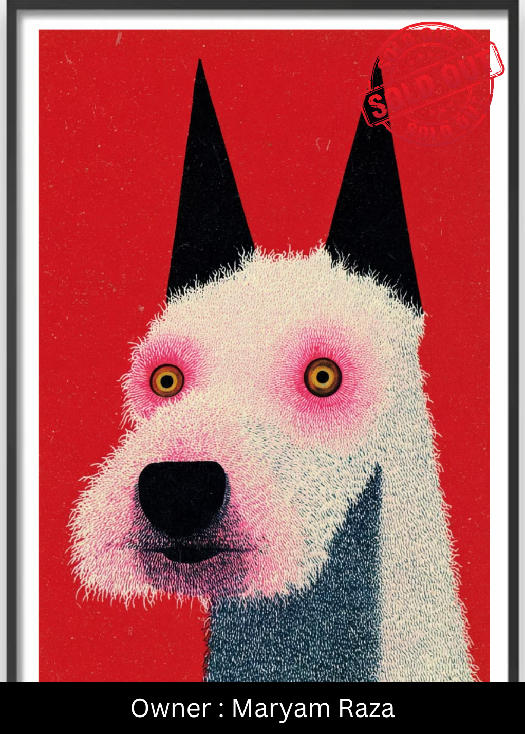 Staring Into Crimson (The Pink-Eyed Pup) – Exclusive Original Handmade Artwork