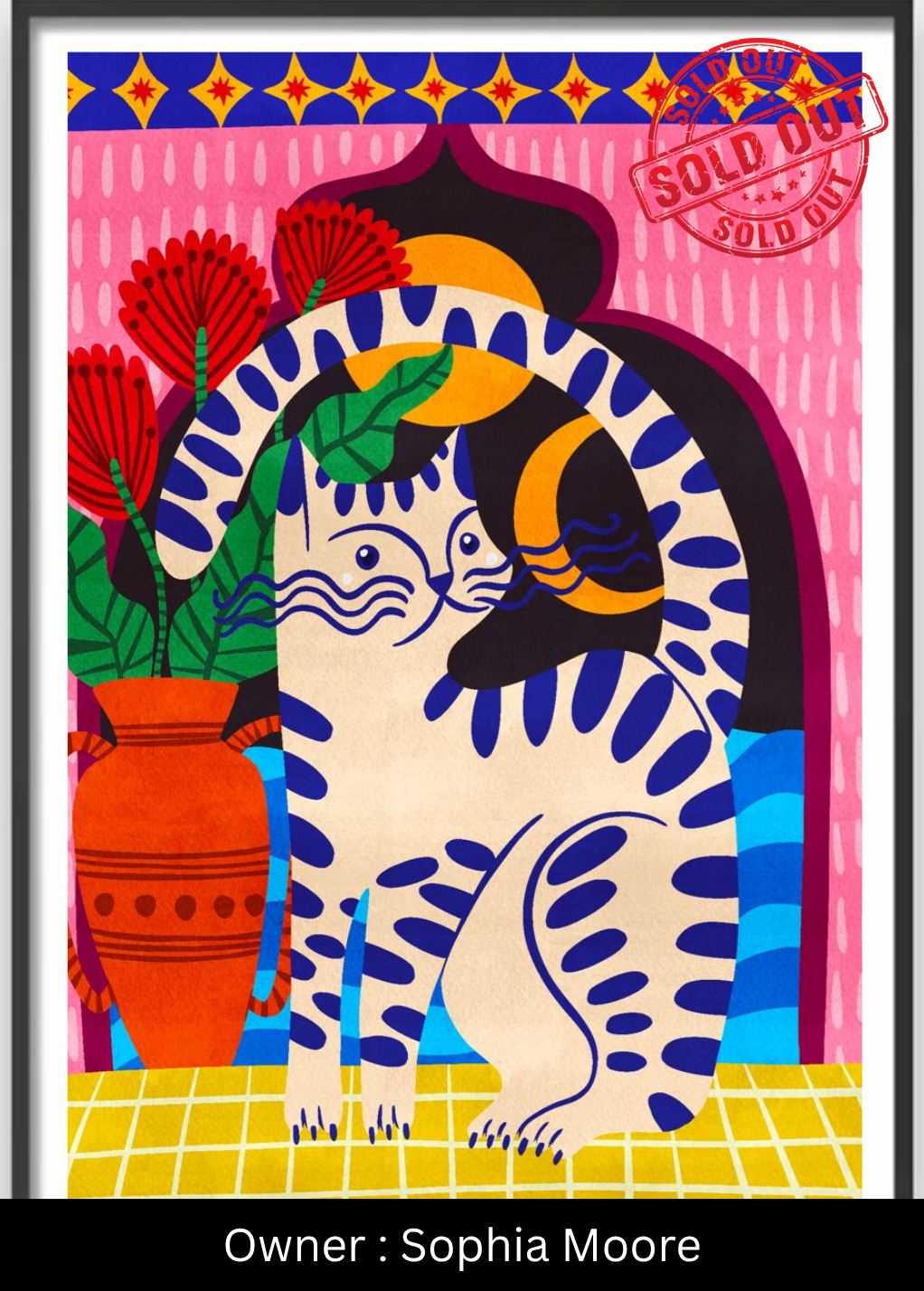 Midnight in the Courtyard (The Indigo Tabby) – Exclusive Original Handmade Artwork