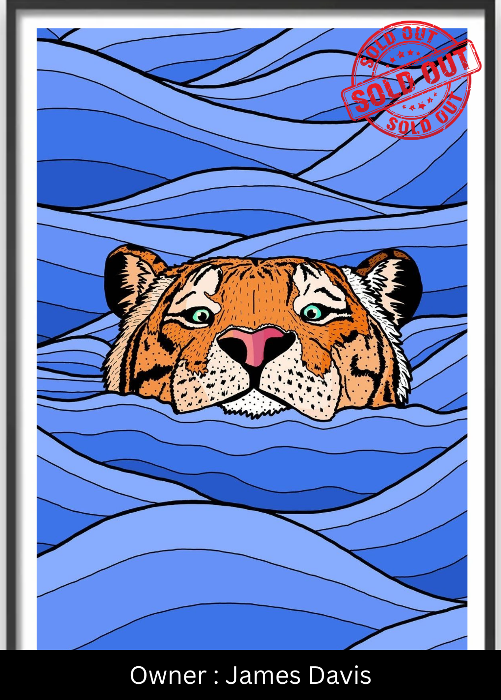 Tiger in the Tides (The Azure Current) – Exclusive Original Handmade Artwork