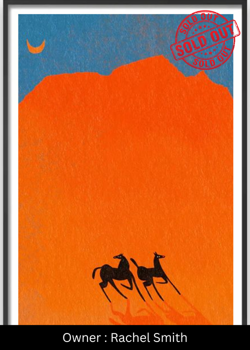 Midnight Canter (The Orange Mountain) – Exclusive Original Handmade Artwork - LUMIRA LOUNGE ART