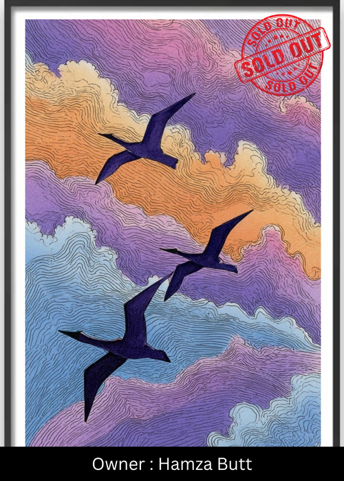 Celestial Currents (The Trilinear Birds) – Exclusive Original Handmade Artwork - LUMIRA LOUNGE ART