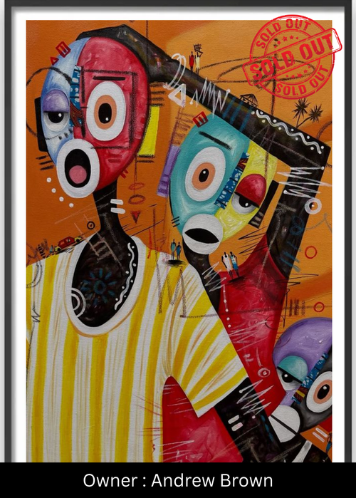 Masked Companions (The Amber Symphony) – Exclusive Original Handmade Artwork - LUMIRA LOUNGE ART