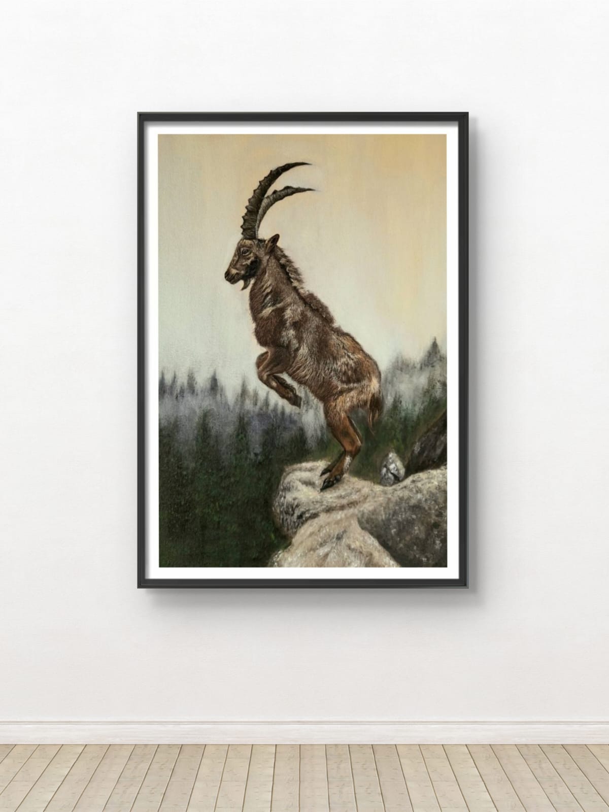 Leap of the Ibex (The Misty Summit) – Exclusive Original Handmade Artwork